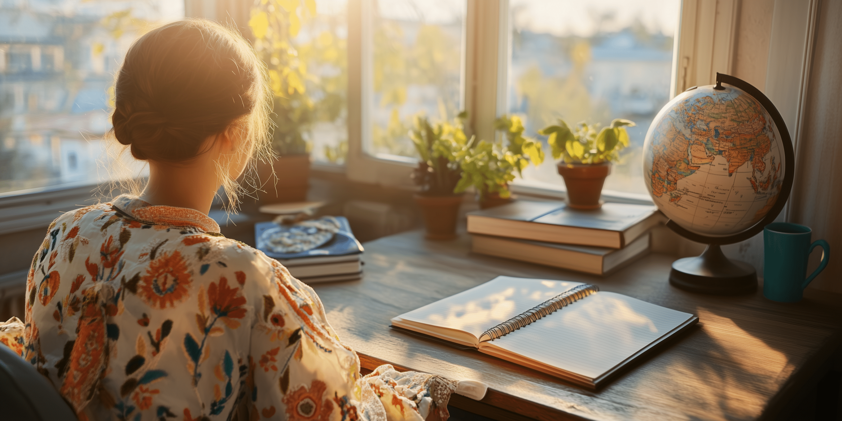 Ukrainian mother and child reading in a community learning center